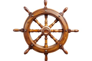 a wooden ship steering wheel with a transparent background, this item is ideal for nautical decor, maritime projects, or creative designs focusing on sea themes