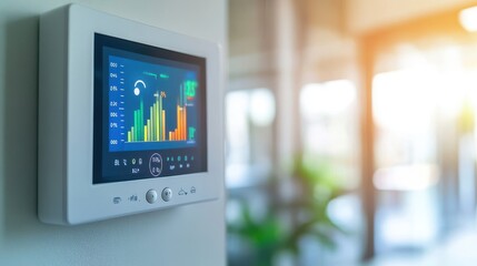 Close-up of an indoor air quality monitor displaying measurements and details. : Internet of Things (IoT) in Smart Homes