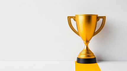 Golden Trophy on Yellow Path to Success 