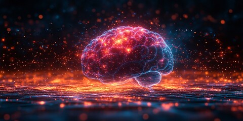 Obraz premium Glowing Brain Network AI Neuroscience Mind Power