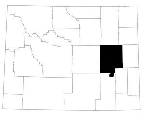 Map of Converse County in Wyoming state on white background. single County map highlighted by black colour on Wyoming map. UNITED STATES, US