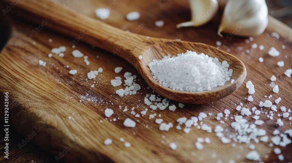 Sticker Wooden Spoon with Salt and Garlic