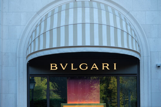 Bulgari shop window, Italian luxury fashion house, jewellery, watches, fragrances, accessories, Tivat, Montenegro - August 3, 2024