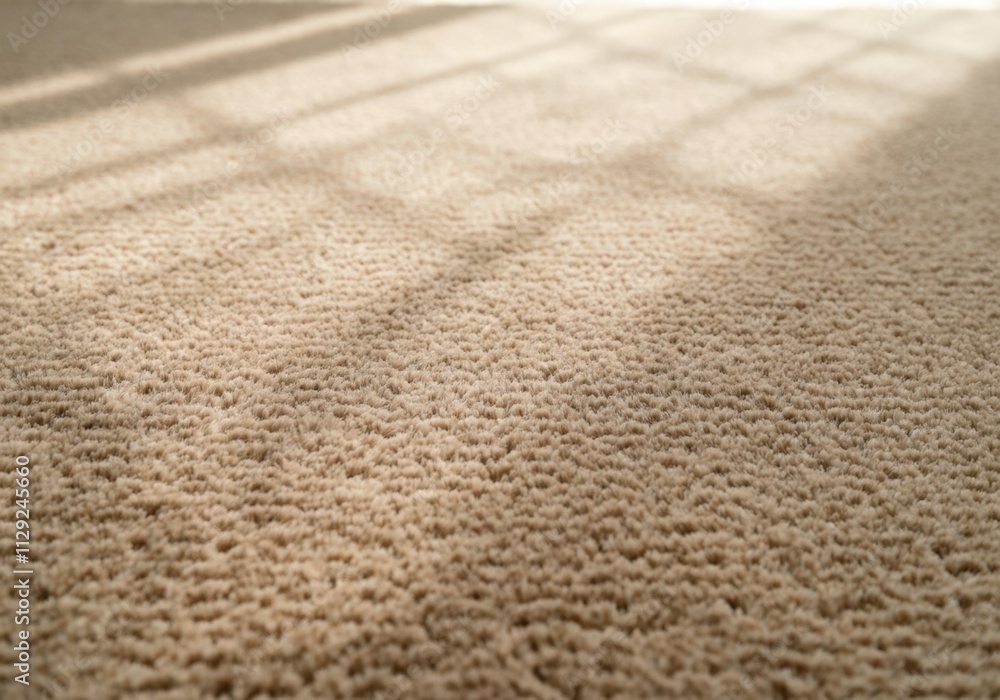 Aufkleber close-up view of beige carpet texture with window shadows creating an interesting pattern on the flo