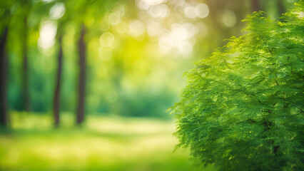 Fototapeta premium A dreamy depiction of a green garden in a bokeh style