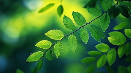 Obraz premium A close-up of vibrant green leaves with soft lighting, showcasing nature's beauty.