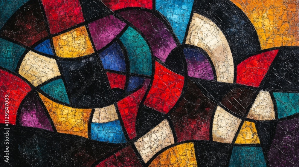 Poster vibrant abstract mosaic design with colorful geometric patterns