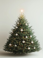 A minimalist Christmas tree with soft glowing lights and a clean background, ideal for modern holiday mockups