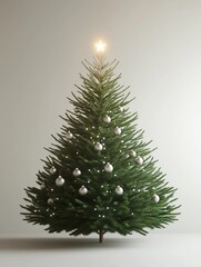 A minimalist Christmas tree with soft glowing lights and a clean background, ideal for modern holiday mockups