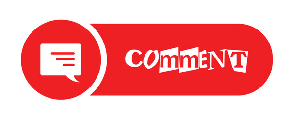 A simple red and white comment button icon vector illustration provides clear functionality across digital platforms and interfaces.