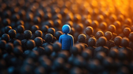 Obraz premium Solitary stance: individuality presence, visualization of uniqueness, one against the crowd, self-expression, personal belief, distinctive identity, singularity, personal courage, social contrast, .