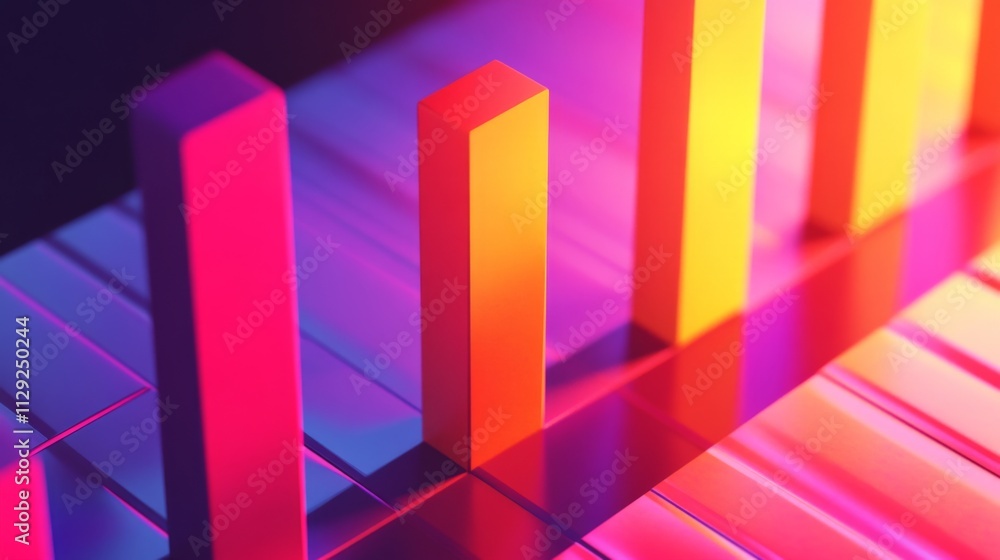 Poster colorful abstract graph with dynamic light and soft shadows