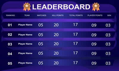 game leaderboard with abstract background vector template