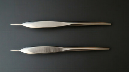 Dentist tools neatly arranged on a sterile  tray