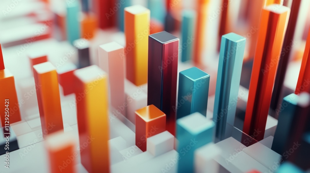 Leinwandbilder Abstract Colorful 3D Bar Graph with Vivid Vertical Elements