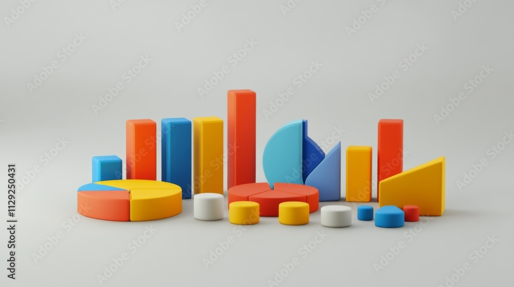 Poster colorful geometric shapes representing data visualization concepts