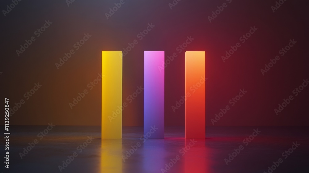 Leinwandbilder colorful rectangular objects with light effects in dark background