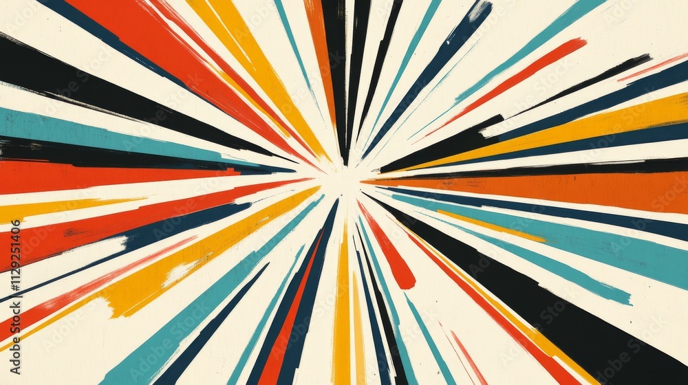 Poster abstract burst of color radiating from center point on canvas