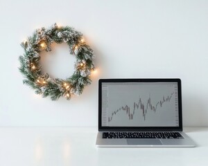 Modern Holiday Stock Market Analysis in a Minimalistic Office Setting