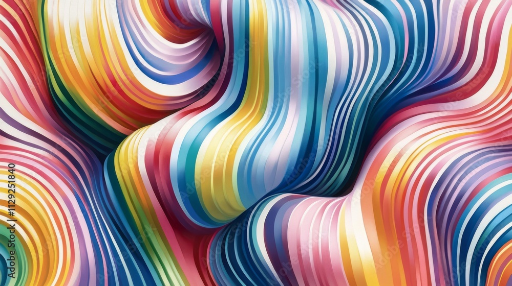 Poster vibrant waves of colorful stripes flowing in abstract design