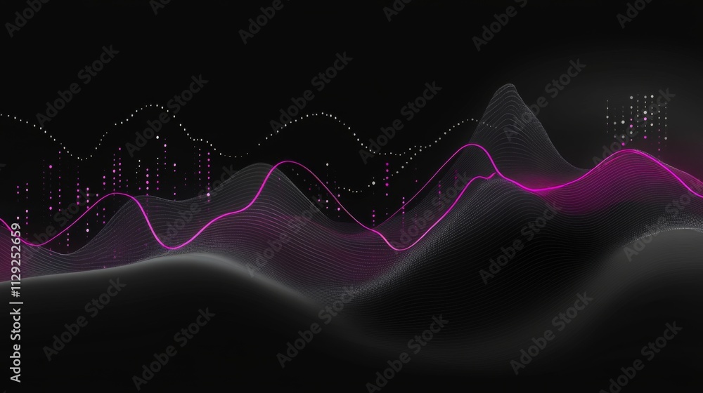 Poster modern abstract digital waveforms with colorful light elements