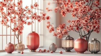 Modern Chinese New Year Decoration with Lanterns