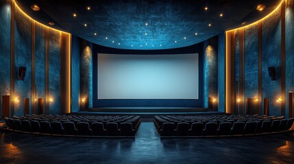 Modern 3D rendering of an empty cinema hall with luxurious seating