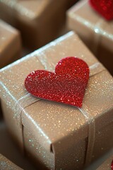 Gift boxes in kraft paper. Selective focus.