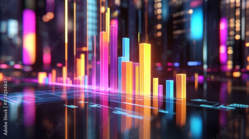 Poster vibrant digital graphs and data visualization in urban environment