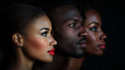 Diverse Group of Individuals of Different Skin Color with Cinematic Lighting in a Hyper-Realistic Style
