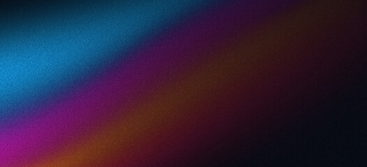 Abstract grainy gradient background with blue purple orange pink black glowing color wave a dark backdrop noise texture perfect for banner poster or header cover design