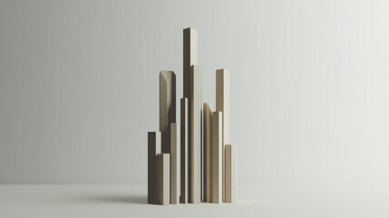Obraz premium Abstract Wooden Blocks Arrangement on Minimalist Background