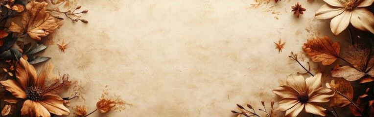 Obraz premium A beautifully decorated parchment-style book page with floral patterns, stars