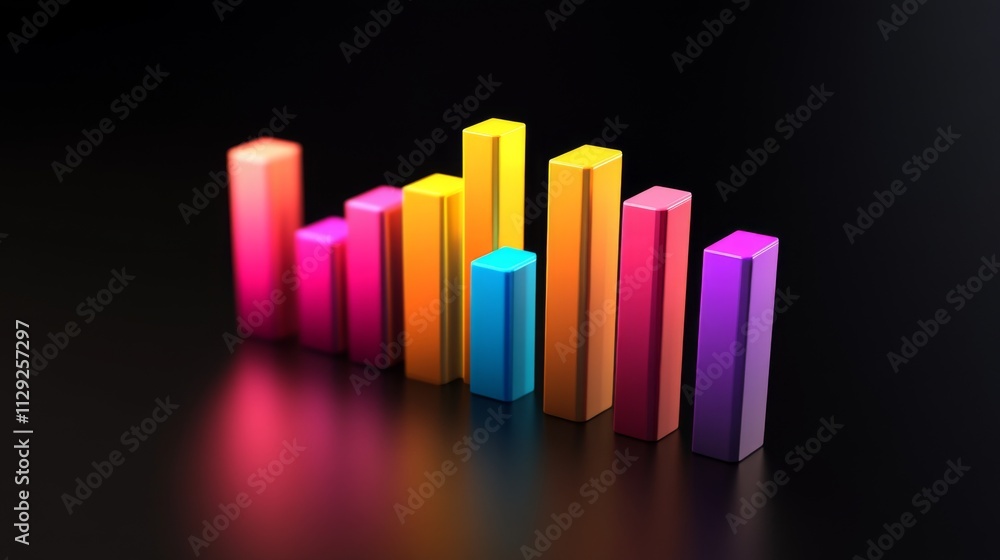 Poster colorful bar graph representing data visualization and growth insights