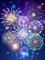 Naklejka premium Fireworks background. New year celebration concept.