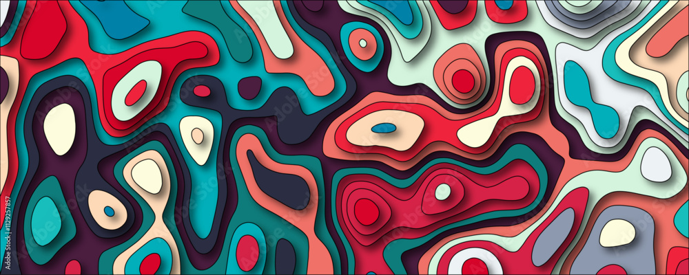 Poster multicolor abstract papercut background. modern background with fluid and organic shapes. abstract l