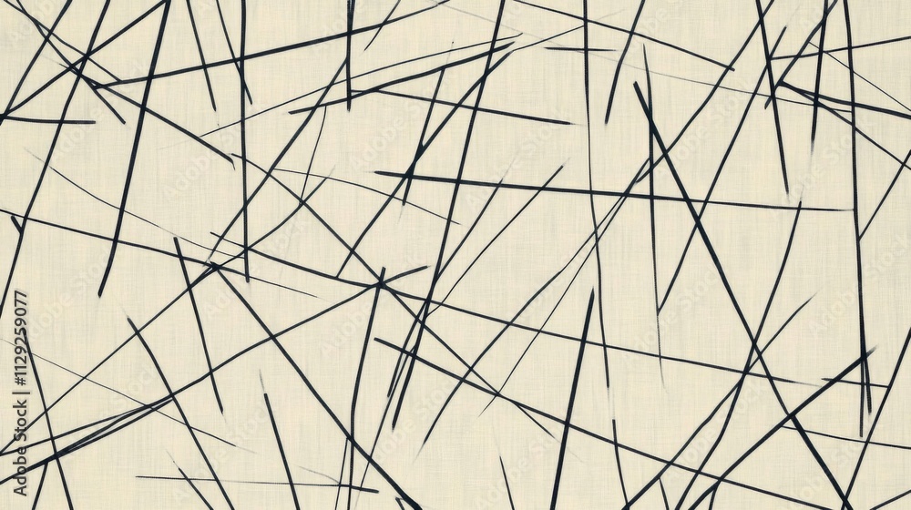 Fototapete abstract black line pattern on neutral background for design use