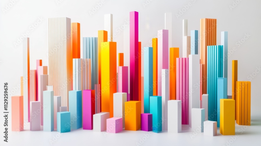 Poster colorful geometric shapes in dynamic urban landscape abstract display