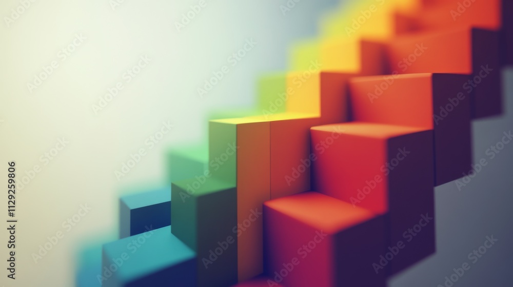 Aufkleber colorful 3d steps ascending in gradient pattern creating vivid visuals