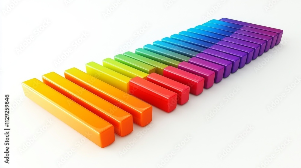 Poster Colorful Gradient Blocks in Sunlight on White Background