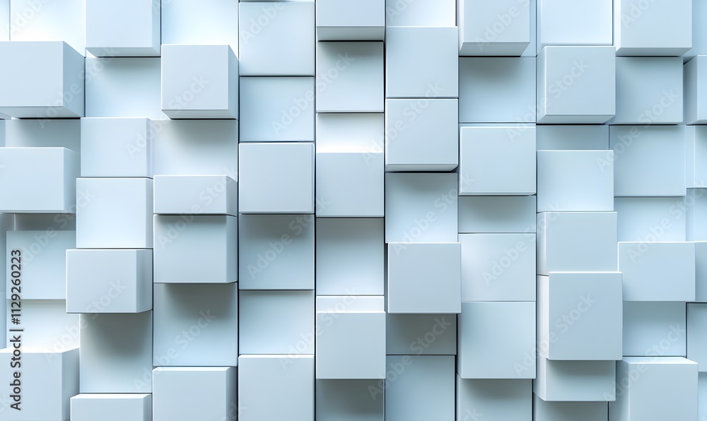 Poster a banner with white cube blocks arranged in a random