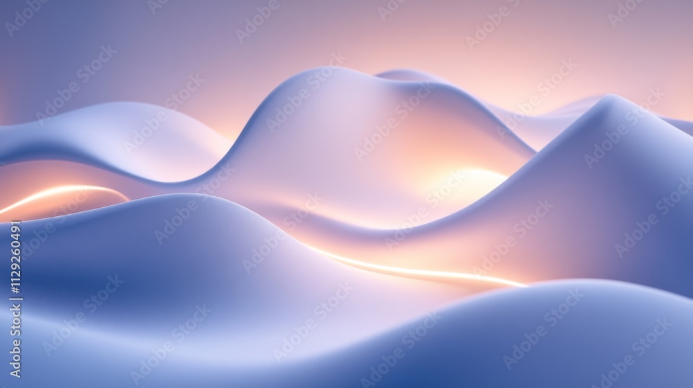 Poster abstract wave forms with soft light in pastel color palette
