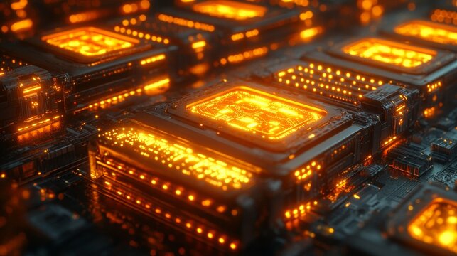 Futuristic Cryptocurrency Mining Facility with Glowing Servers and High-Tech Infrastructure