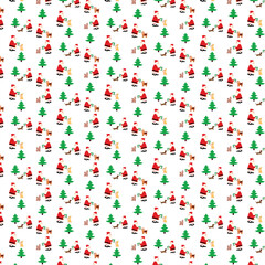 Festive Santa trees holiday pattern