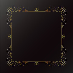 Beautiful golden square frame with floral pattern