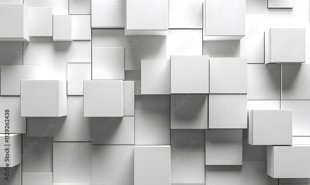 Poster a contemporary design featuring white cube blocks in a random