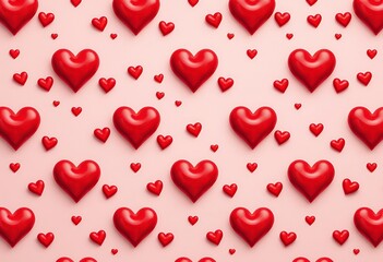 Romantic Red Hearts Pattern Background Valentine s Day Love