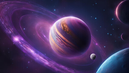 Planets encircled by rings in the vastness of space