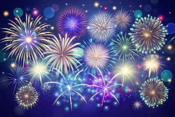 Naklejka premium Fireworks background. New year celebration concept.
