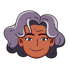 Vector Old Smiling Black Woman Avatar Cartoon Illustration Isolated